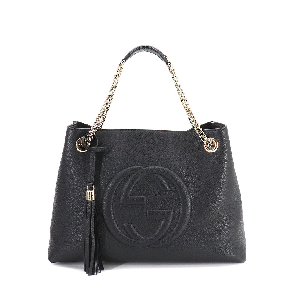 Gucci Interlocking GG Soho Chain Tote Bag Leather Black